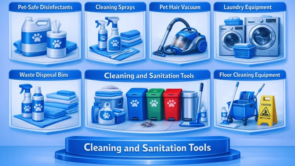Cleaning and Sanitation Tools for a Grooming business
