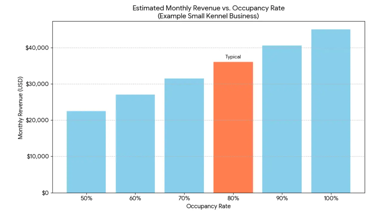 Kennel Business Monthly Estimated Revenue Graph