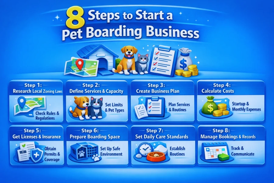 8 steps to start a pet boarding business
