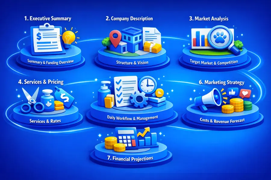 Sep by step pet grooming business plan