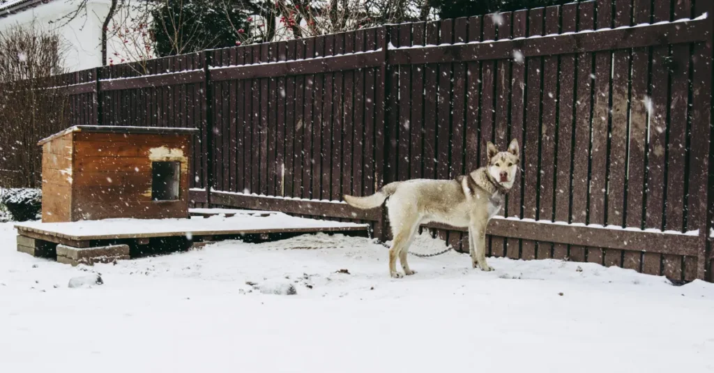 Dog Warm in an Outdoor Kennel