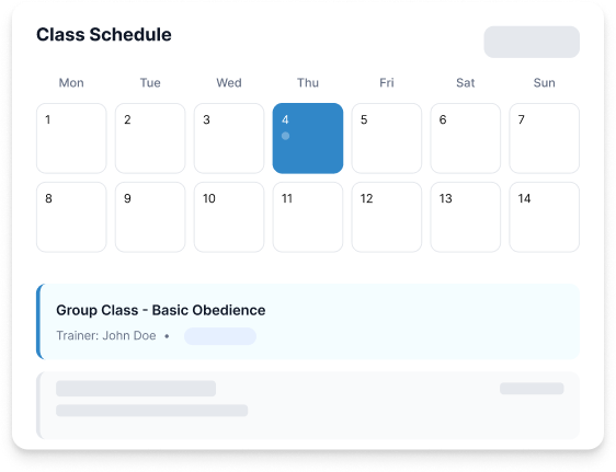 pet Group Class & Private Session Scheduling software